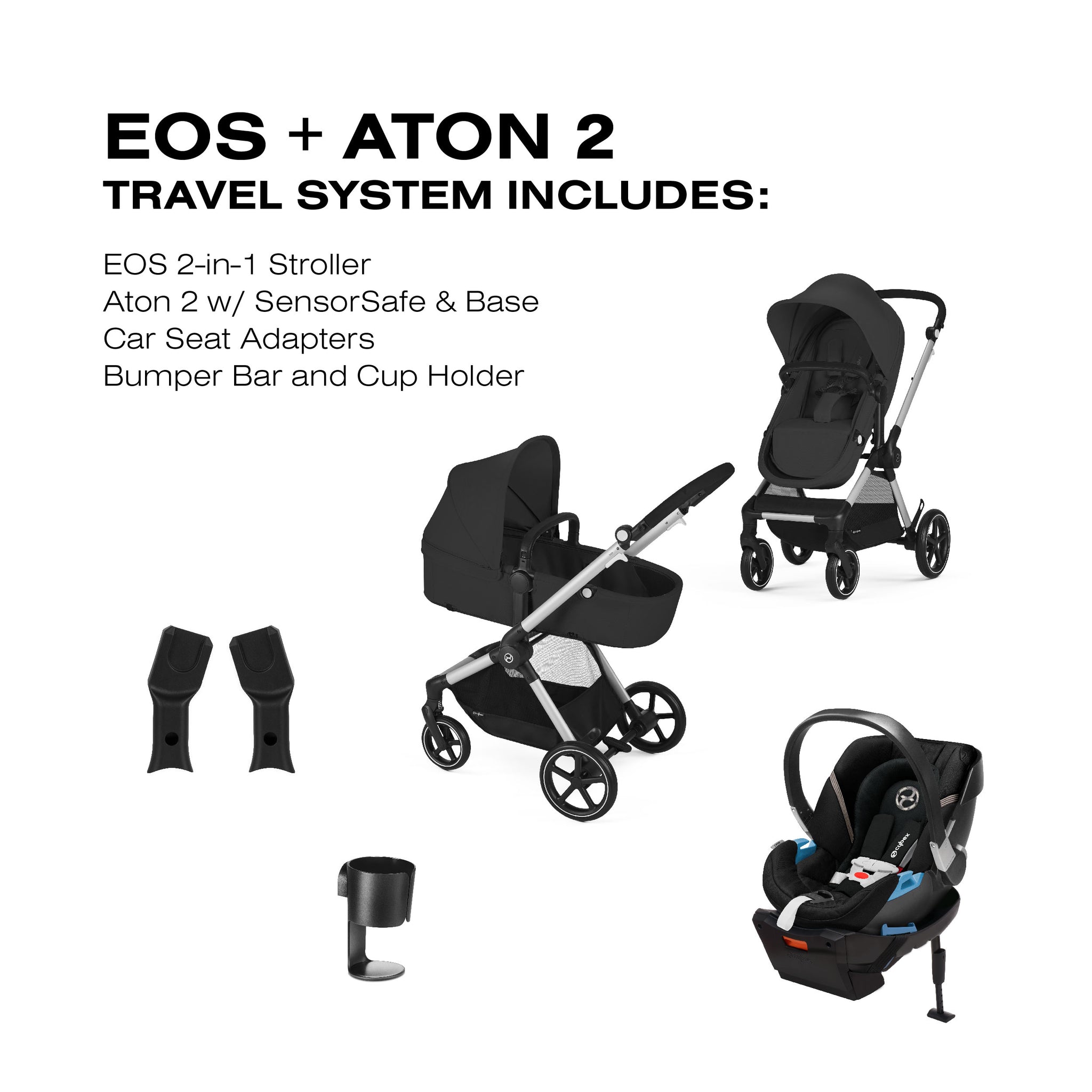 cybex aton 2 sensorsafe Cybex EOS 5-in-1 Stroller + Aton 2 SensorSafe Infant Car Seat Travel S – Baby Laurel & Co