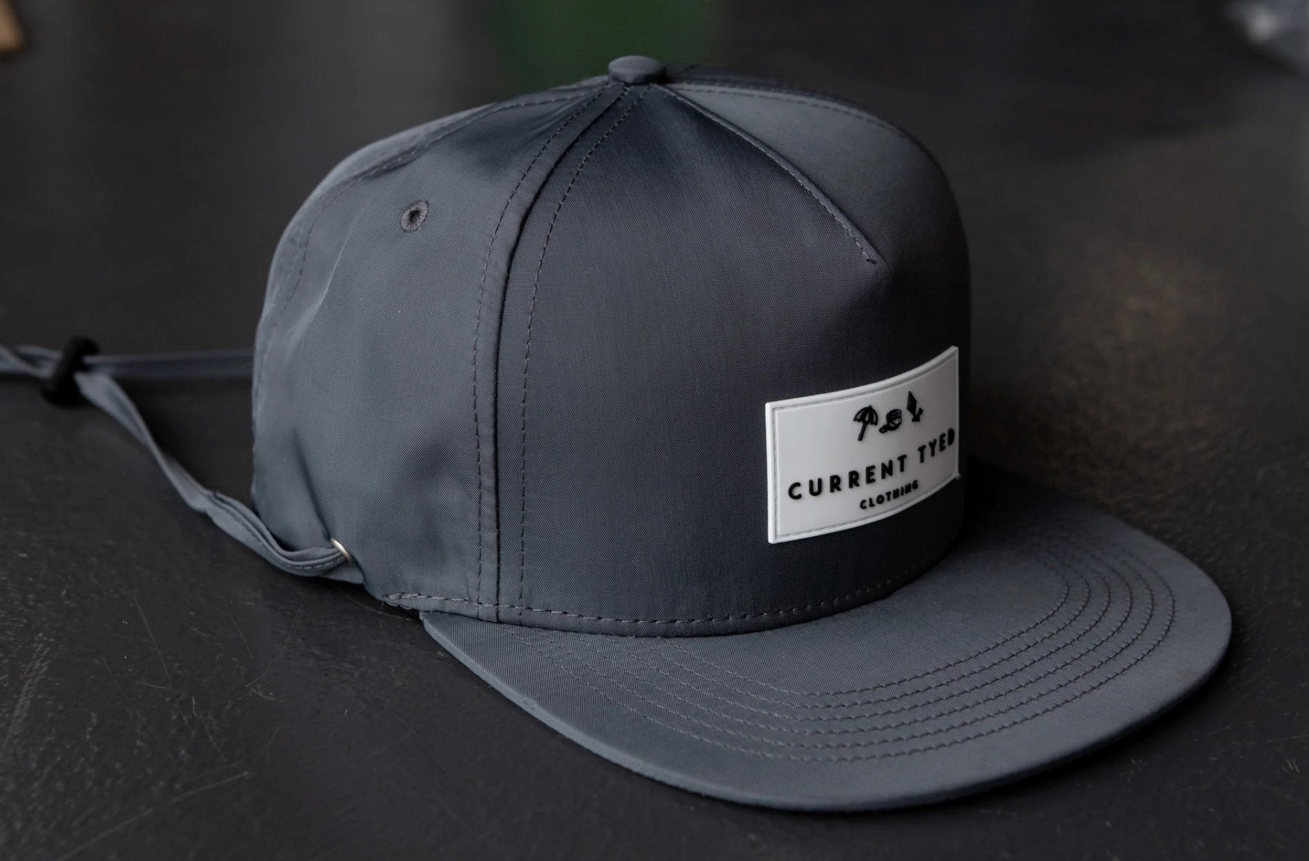 Current Tyed Made for Shae'd Waterproof Snapback Hats (White Patch) Charcoal / Adult
