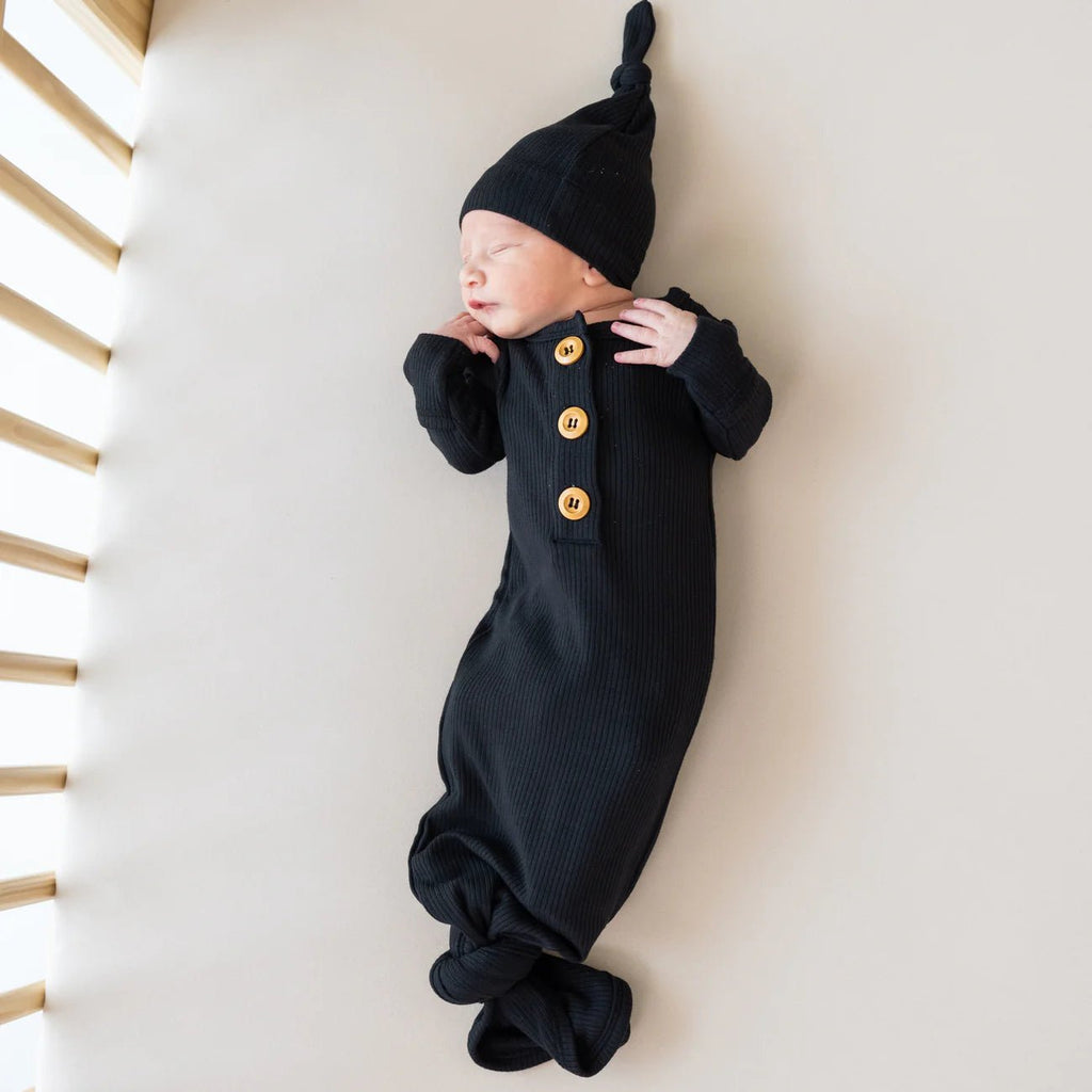 Kyte Baby Ribbed Knotted Gown with Hat Set - Baby Laurel & Co.