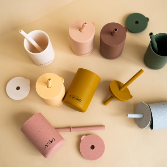Minika Silicone Cups with Straw and Lid - Baby Laurel & Co.
