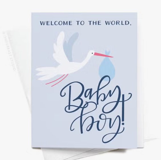 Onderkast Studio Welcome To the World, Baby Boy! Greeting Card - Baby Laurel & Co.