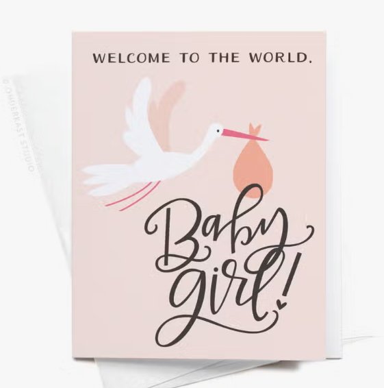 Onderkast Studio Welcome To the World Baby Girl! Greeting Card - Baby Laurel & Co.